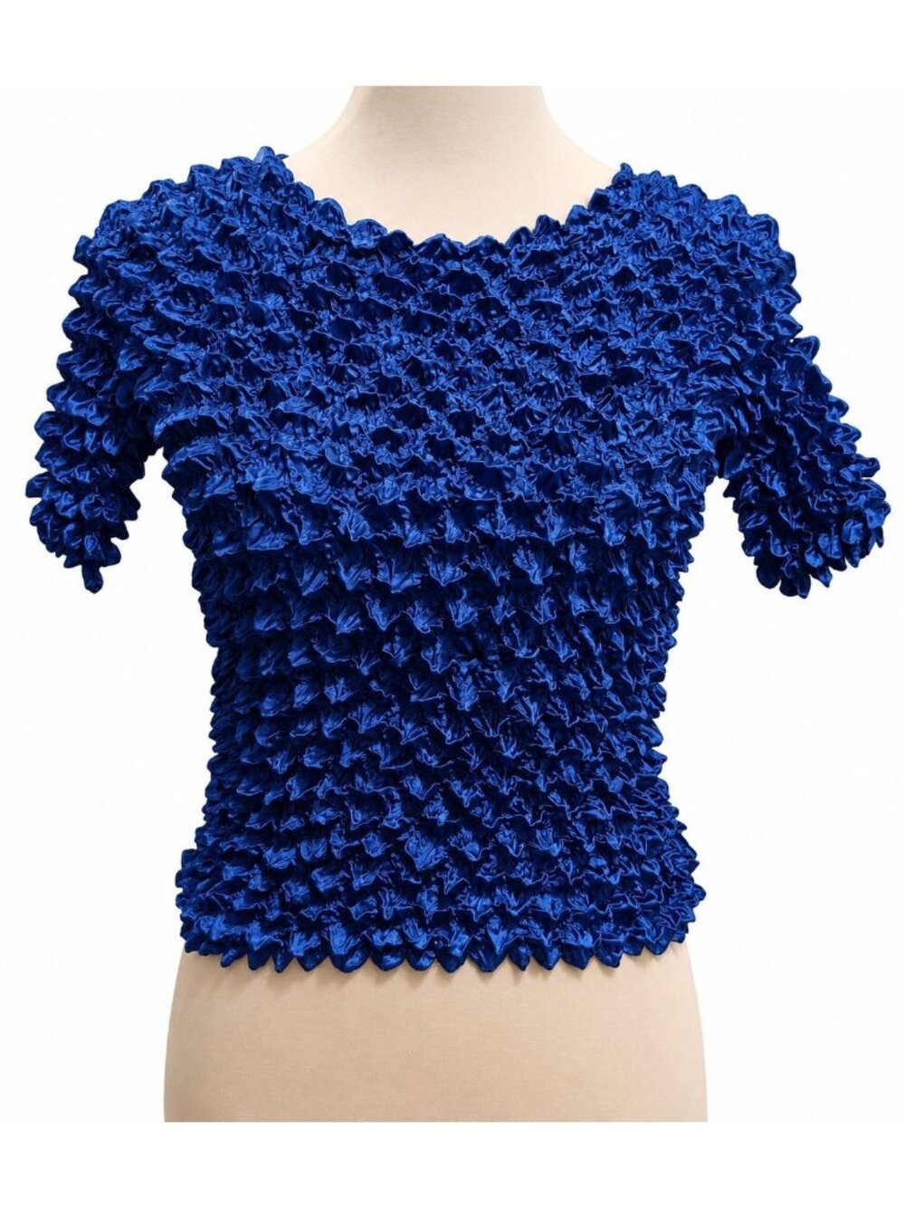 Vintage Popcorn Textured Stretch Top One Size Blue Avant Garde Club Kid Y2K 90s